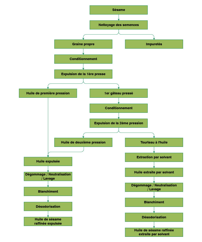 Organigramme du processus de fabrication de l’huile de sesame