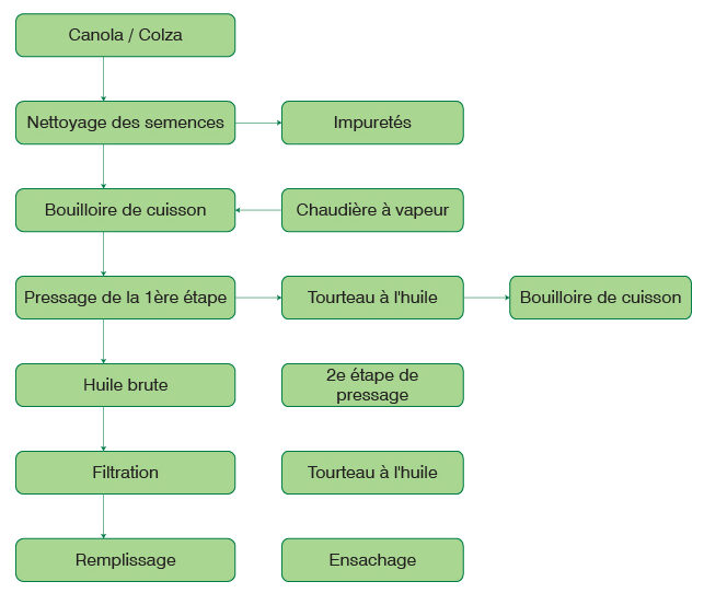 organigramme du processus de l'usine d'huile de canola
