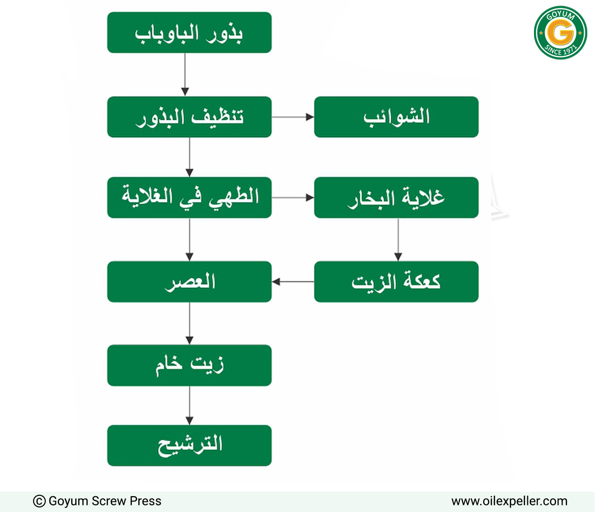 مخطط تدفق عملية استخلاص زيت بذور الباوباب