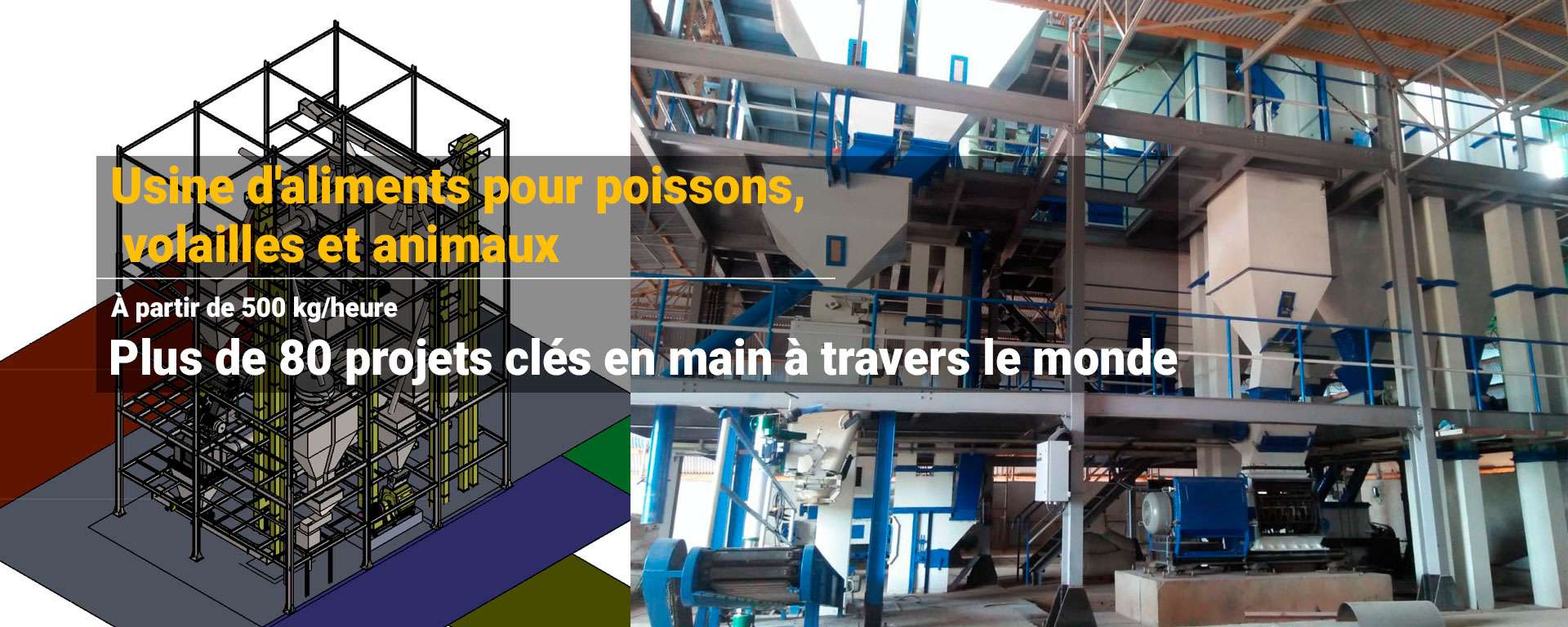 Usine d'aliments pour poissons, volailles, bovins et animaux