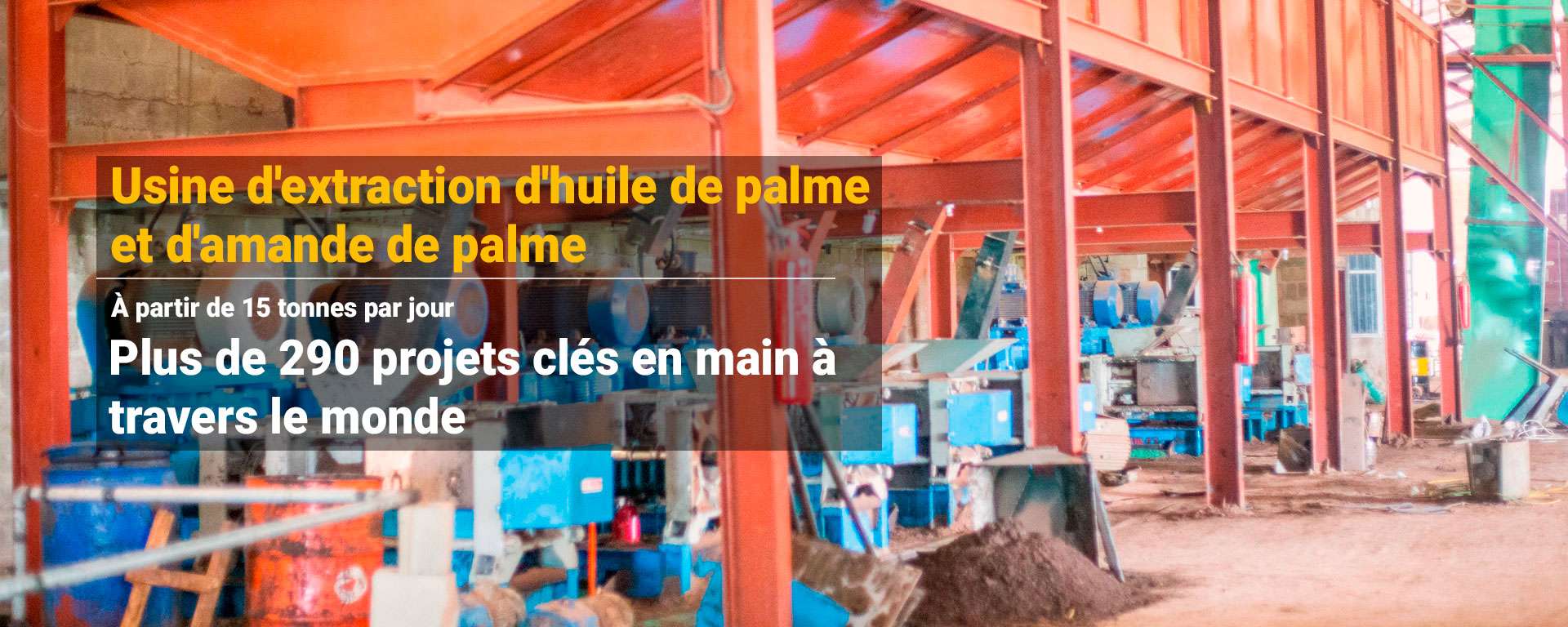 Usine d'extraction d'huile de fruit de palme et de palmiste