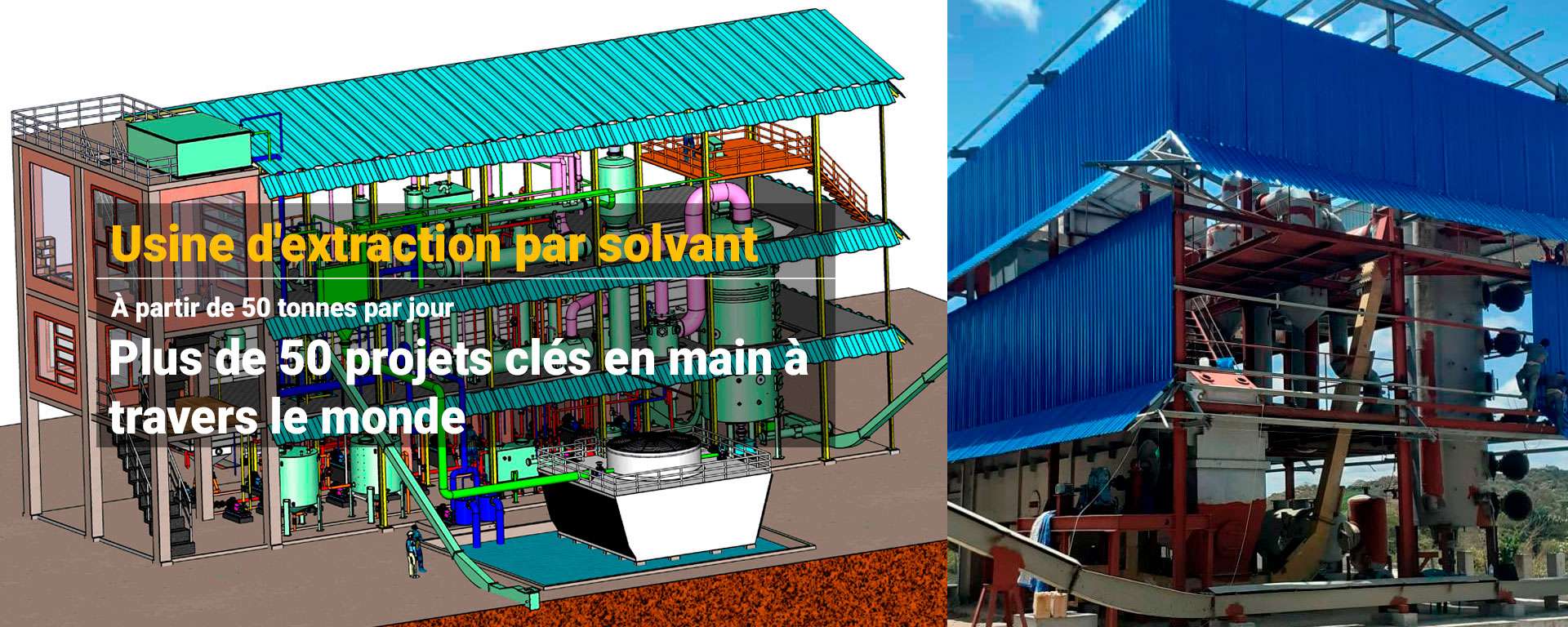 Usine d'extraction par solvant