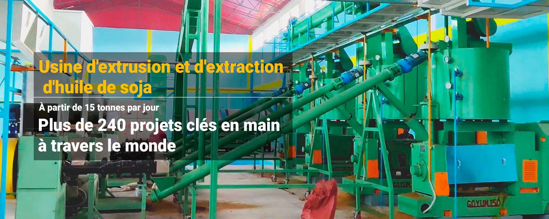 Usine d'extrusion et d'extraction d'huile de soja